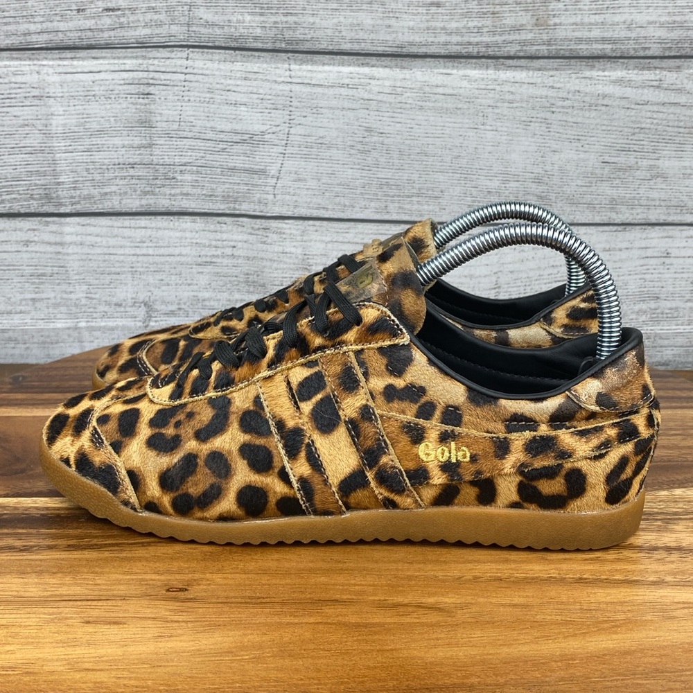 Gola J Crew Bullet Sneaker Leopard Calf Hair Gum Sole Shoe Women’s Size 8